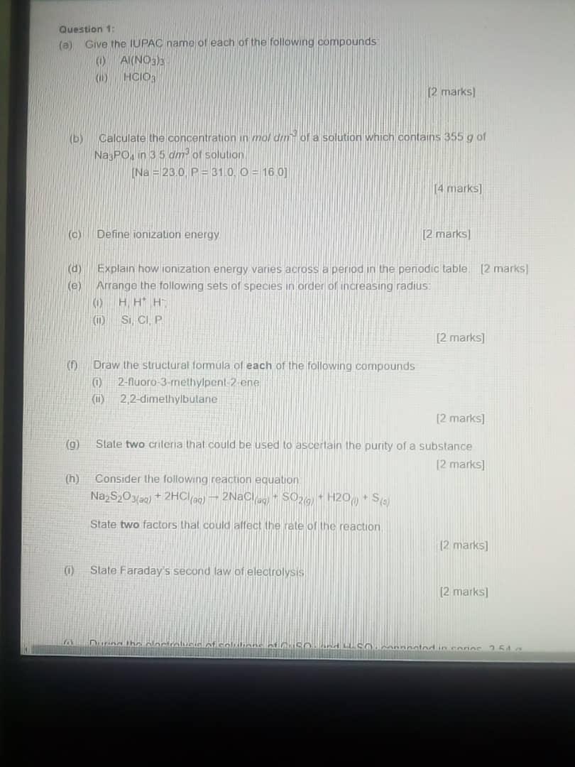 2025 WAEC GCE Chemistry Questions And Answers