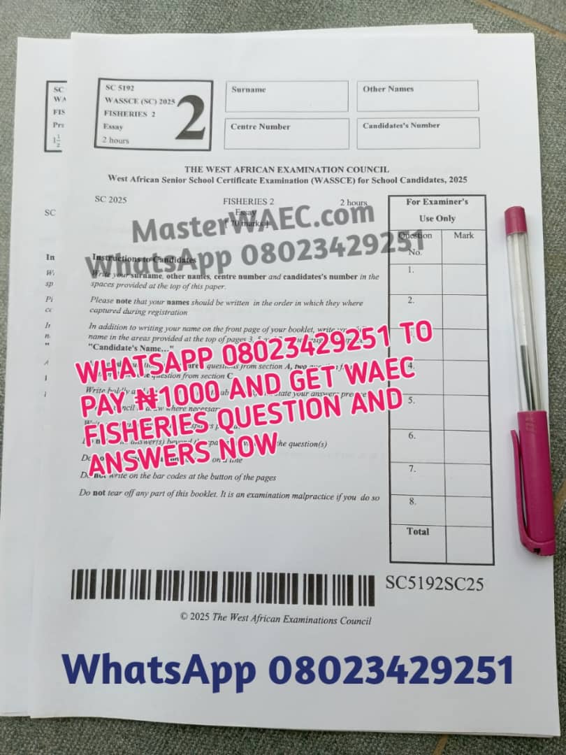 2025 WAEC Fisheries Questions And Answers Expo
