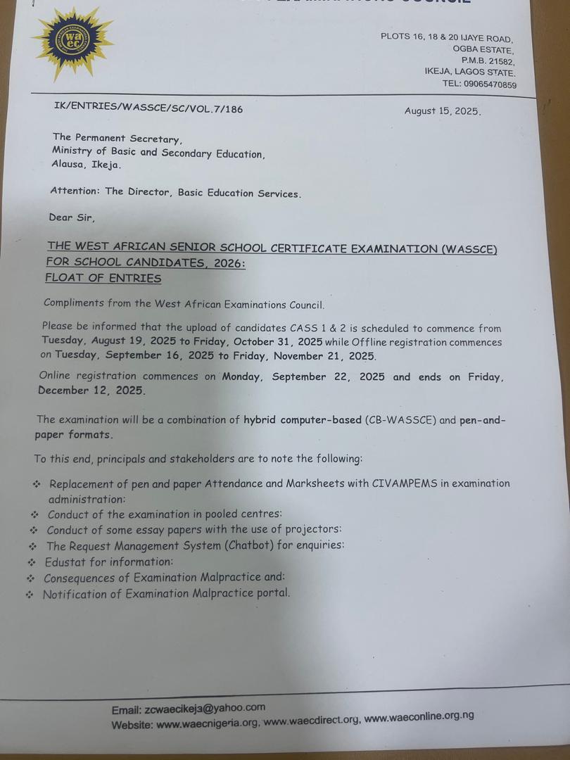 WAEC New Circular