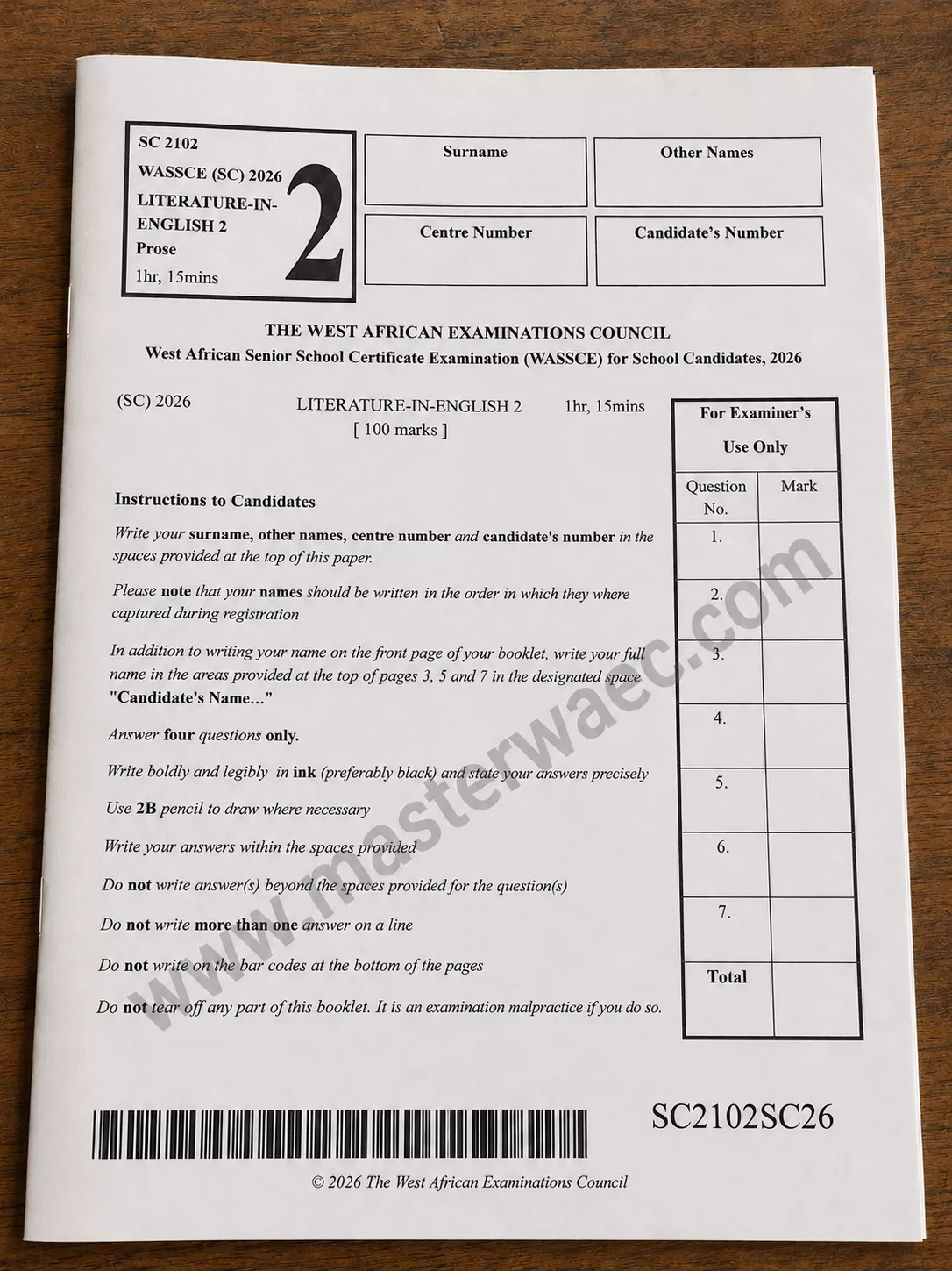 2026 WAEC Literature Questions And Answers (Prose & OBJ) 